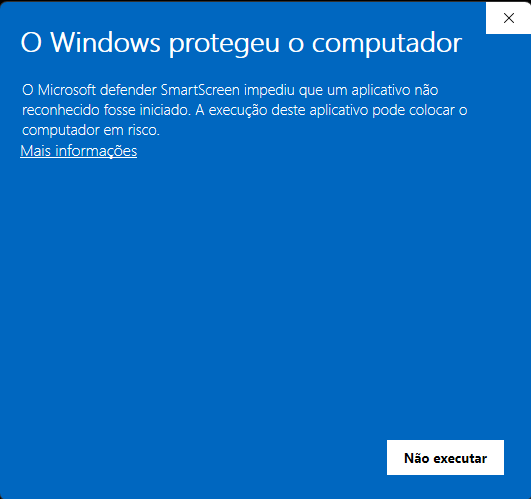 Tela do Windows SmartScreen com o link Mais informações